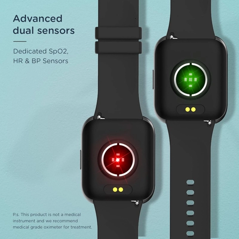 Pebble Pace Pro Smart Watch with 1.7 Bright HD Curved Display, Dedicated Dual Sensors for 24x7 SpO2, HR BP Monitoring, Multiple Fitness Modes, Sleep Tracking,Long Battery, IP68 Rated (PFB14 Jet Black)