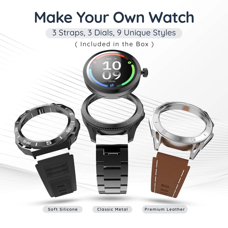 Pebble Revolve 1.39" (3.53 cm) IPS Display, Bright HD Dispaly 500 Nits, BT Calling, SPO2, Heart Rate Monitor, Wireless Charging, AI Voice Assistance, Multiple Sports Mode, in-Build Compass