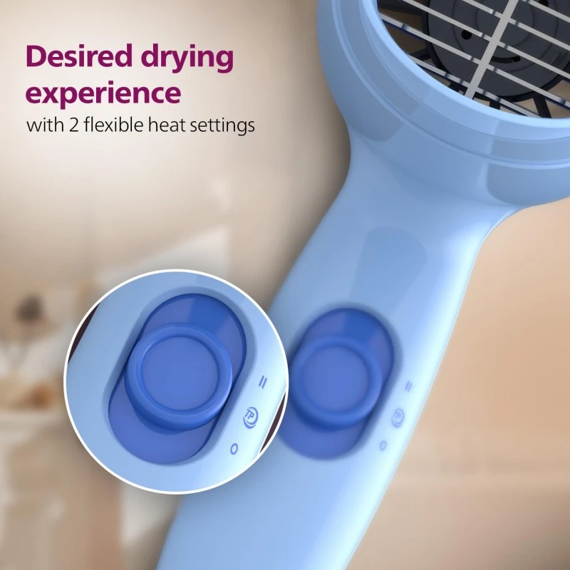 Philips HP8100/60 Compact Hair Dryer| 2 Flexible heat setting| ThermoProtect prevents overhearting | 1000 Watts- Blue Philips HP8100/60 Compact Hair Dryer| 2 Flexible heat setting| ThermoProtect prevents overhearting | 1000 Watts- Blue