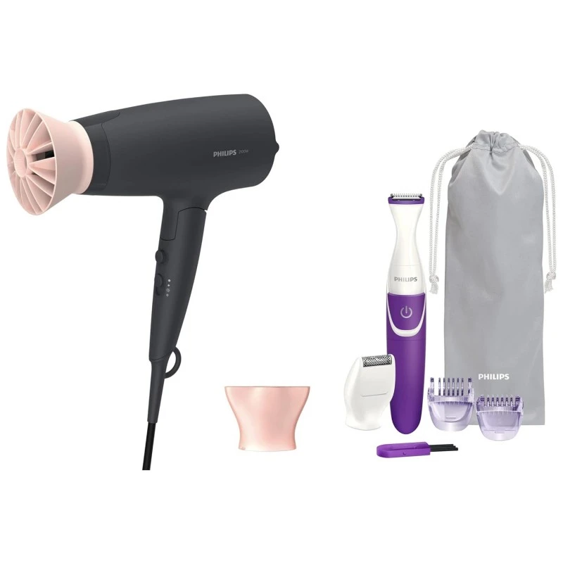Philips Hair Dryer - Powerful drying with less heat I 6 Styling options for Salon like blowdryI 2100 WattsI for Minimised DamageI Styling attachment| Men and WomenI 2 Year Warranty BHD356/10, Black Philips Hair Dryer - Powerful drying with less heat I 6 Styling options for Salon like blowdryI 2100 WattsI for Minimised DamageI Styling attachment| Men and WomenI 2 Year Warranty BHD356/10, Black