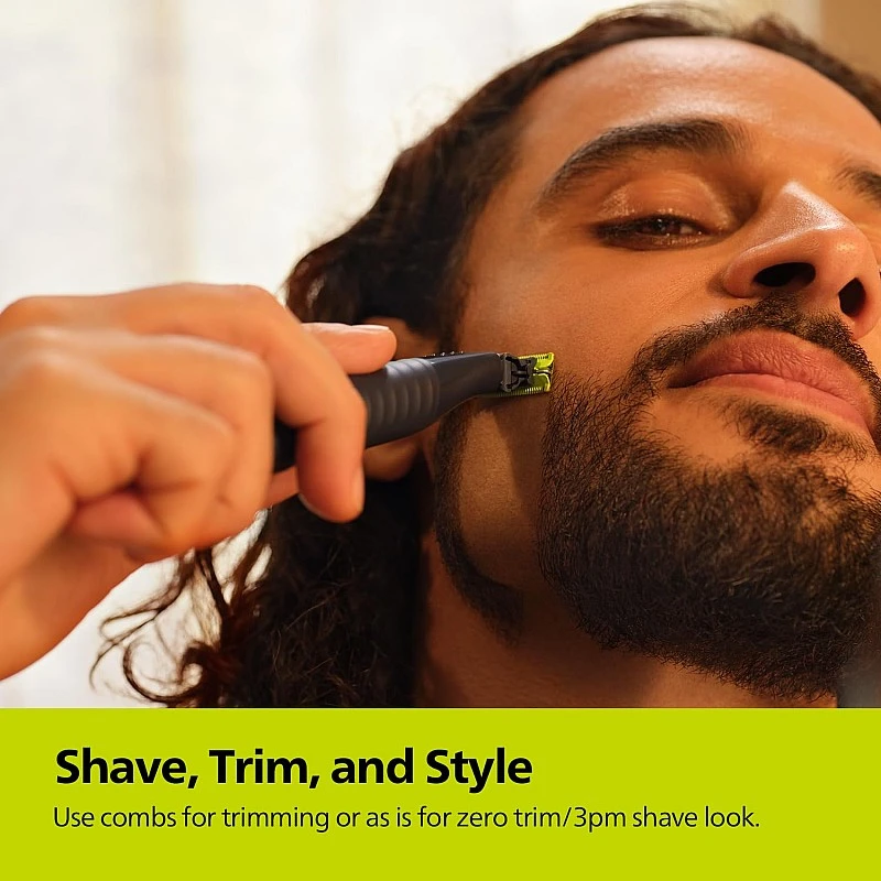 Philips OneBlade Face + Body Hybrid Shaver and Trimmer |Dual Protection Technology | Designed for GenZ I Includes - 2 Blades, 2 body Comb & 3 Trim combs I QP1624/10 Philips OneBlade Face + Body Hybrid Shaver and Trimmer |Dual Protection Technology | Designed for GenZ I Includes - 2 Blades, 2 body Comb & 3 Trim combs I QP1624/10