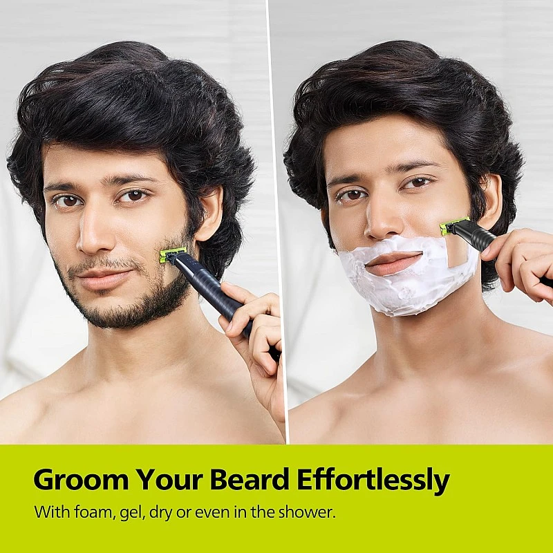Philips OneBlade Face + Body Hybrid Shaver and Trimmer |Dual Protection Technology | Designed for GenZ I Includes - 2 Blades, 2 body Comb & 3 Trim combs I QP1624/10 Philips OneBlade Face + Body Hybrid Shaver and Trimmer |Dual Protection Technology | Designed for GenZ I Includes - 2 Blades, 2 body Comb & 3 Trim combs I QP1624/10