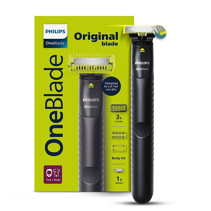 Philips OneBlade Face + Body Hybrid Shaver and Trimmer |Dual Protection Technology | Designed for GenZ I Includes - 2 Blades, 2 body Comb & 3 Trim combs I QP1624/10 Philips OneBlade Face + Body Hybrid Shaver and Trimmer |Dual Protection Technology | Designed for GenZ I Includes - 2 Blades, 2 body Comb & 3 Trim combs I QP1624/10
