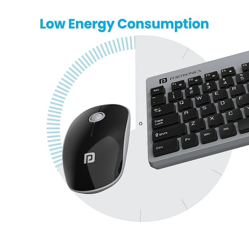 Portronics key2 combo multimedia usb wireless keyboard and mouse set with 2.4 ghz silent button compact size grey Portronics key2 combo multimedia usb wireless keyboard and mouse set with 2.4 ghz silent button compact size grey