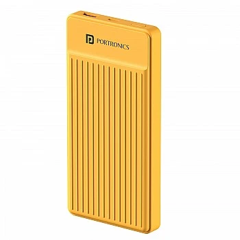 Portronics Luxcell B12 10,000mAh Ultra Slim Power Bank with USB-A Output Port & Type C Input Port (Yellow)