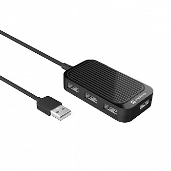 Portronics Mport 4D USB 2.0 Hub with 4 Ports, Plug & Play, Data Transfer Upto 480Mbps for Laptop & Computer (Black)