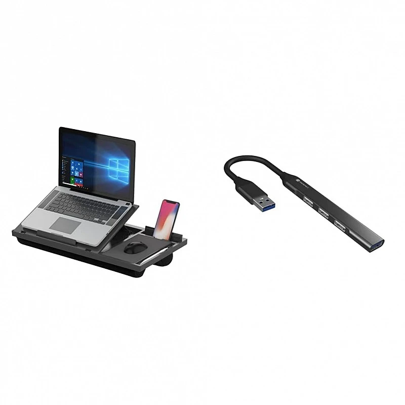 Portronics my buddy g laptop desk with storage mouse pad adjustable height compatible upto 15 inches laptop black Portronics my buddy g laptop desk with storage mouse pad adjustable height compatible upto 15 inches laptop black