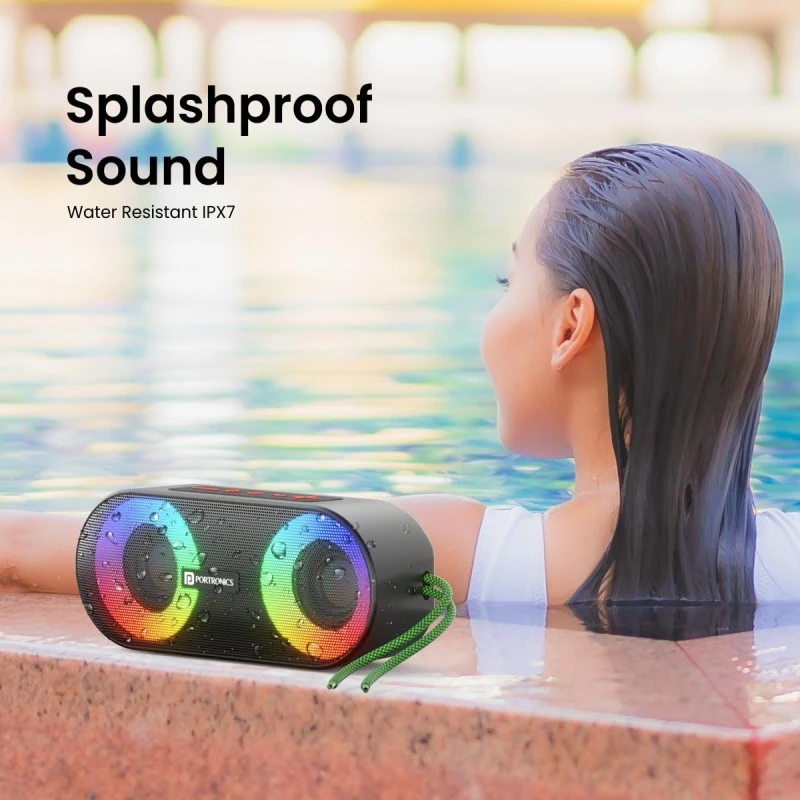 Portronics Pixel 3 20W Portable Wireless Bluetooth Speaker with Upto 7Hour Playtime, TWS Connectivity, RGB Lights, FM, AUX,TF Card & USB Drive, IPX7 Water Resistant, Type C Charging Port(Black) Portronics Pixel 3 20W Portable Wireless Bluetooth Speaker with Upto 7Hour Playtime, TWS Connectivity, RGB Lights, FM, AUX,TF Card & USB Drive, IPX7 Water Resistant, Type C Charging Port(Black)
