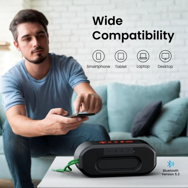 Portronics Pixel 3 20W Portable Wireless Bluetooth Speaker with Upto 7Hour Playtime, TWS Connectivity, RGB Lights, FM, AUX,TF Card & USB Drive, IPX7 Water Resistant, Type C Charging Port(Black) Portronics Pixel 3 20W Portable Wireless Bluetooth Speaker with Upto 7Hour Playtime, TWS Connectivity, RGB Lights, FM, AUX,TF Card & USB Drive, IPX7 Water Resistant, Type C Charging Port(Black)