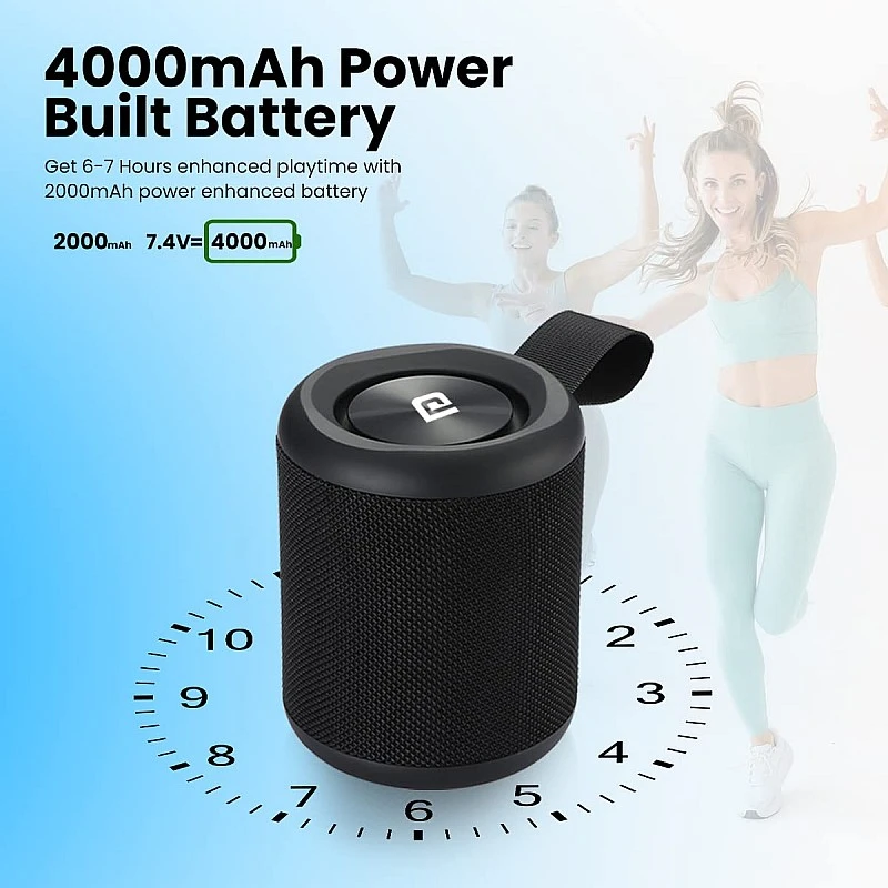 Portronics SoundDrum P 20W Portable Bluetooth Speaker with 6-7 hrs Playback Time, Handsfree Calling, USB Slot, Aux-in Port, Type C Charging (Black) Portronics SoundDrum P 20W Portable Bluetooth Speaker with 6-7 hrs Playback Time, Handsfree Calling, USB Slot, Aux-in Port, Type C Charging (Black)