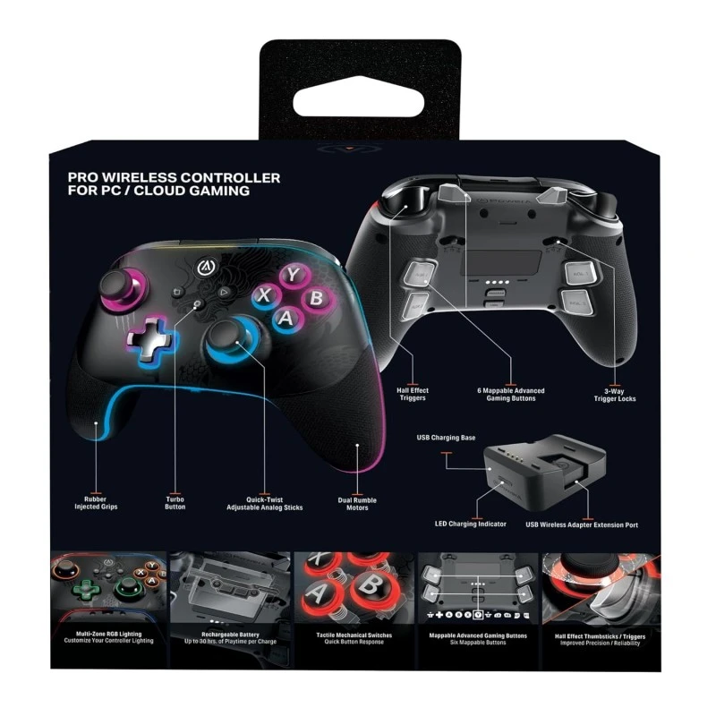 PowerA Battle Dragon™ Wireless Controller for PC and Cloud Gaming: Magnetic Hall Effect, Asymmetric Rumble Motors, 20h Playtime (Not for iOS)