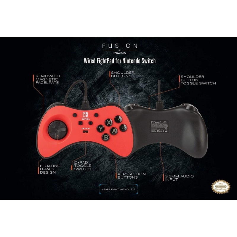 PowerA FUSION Wired FightPad Gaming Controller for Nintendo Switch, Red (Officially Licensed)-