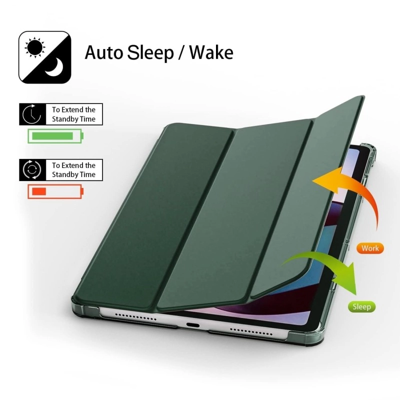 ProElite Case Cover for Redmi Pad SE 11 inch Cover, Smart Flip Case Cover for Redmi Pad SE 11 inch Translucent Back with Stylus Pen [Auto Sleep Wake Feature], Dark Green