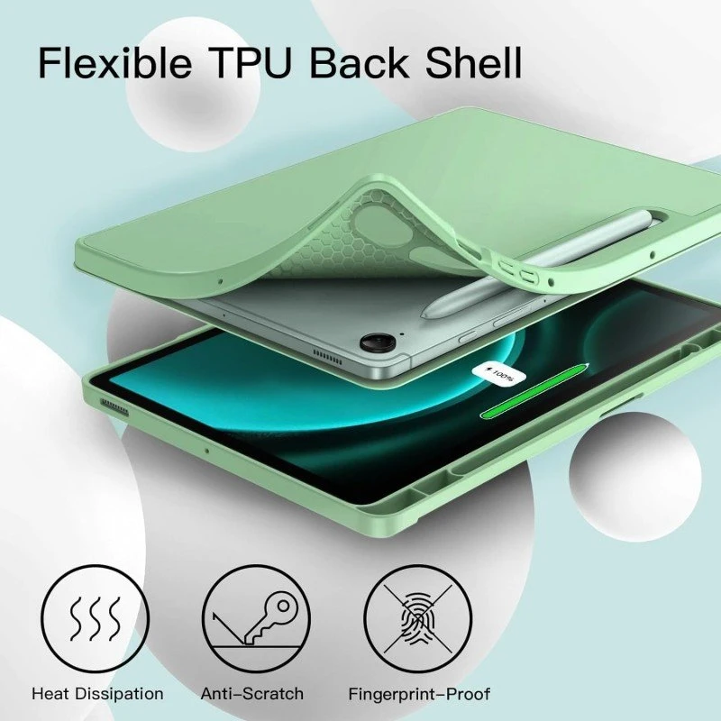 ProElite Cover for Galaxy Tab S9 FE Plus/S9 Plus/S10+ 12.4" Cover, Soft Flexible Flip Case Cover with S Pen Holder for Samsung Galaxy Tab S9 FE+/S9 Plus/S10+ 12.4 inch, [Recoil Series]- Dark Green