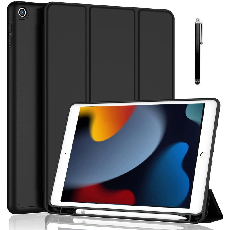 ProElite Smart Case for iPad 10.2 inch 2021 9th/8th/7th Gen [Auto Sleep/Wake Cover] [Pencil Holder] [Soft Flexible Case] Recoil Series - Dark Blue with Stylus Pen