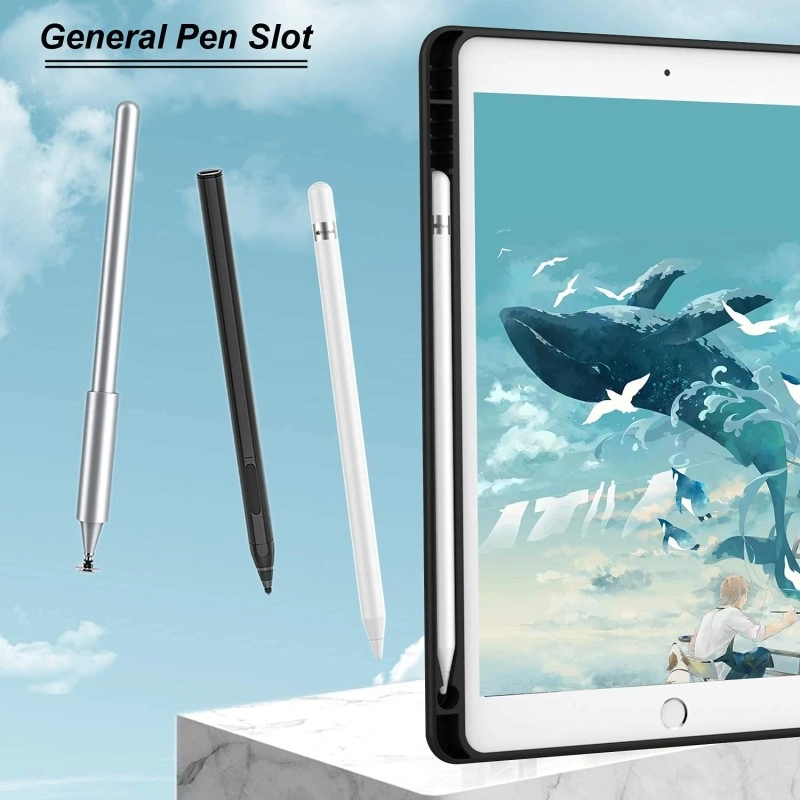 ProElite Smart Case for iPad 10.2 inch 2021 9th/8th/7th Gen [Auto Sleep/Wake Cover] [Pencil Holder] [Soft Flexible Case] Recoil Series - Dark Blue with Stylus Pen