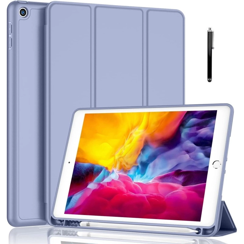 ProElite Smart Case for iPad 10.2 inch 2021 9th/8th/7th Gen [Auto Sleep/Wake Cover] [Pencil Holder] [Soft Flexible Case] Recoil Series - Dark Blue with Stylus Pen