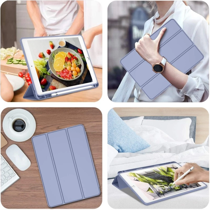 ProElite Smart Case for iPad 10.2 inch 2021 9th/8th/7th Gen [Auto Sleep/Wake Cover] [Pencil Holder] [Soft Flexible Case] Recoil Series - Dark Blue with Stylus Pen