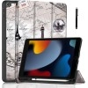 ProElite Smart Case for iPad 10.2 inch 2021 9th/8th/7th Gen [Auto Sleep/Wake Cover] [Pencil Holder] [Soft Flexible Case] Recoil Series - Dark Blue with Stylus Pen