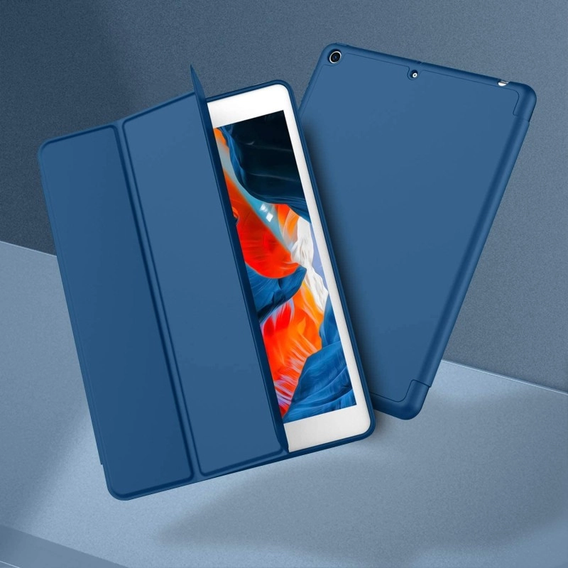 ProElite Smart Case for iPad 10.2 inch 2021 9th/8th/7th Gen [Auto Sleep/Wake Cover] [Pencil Holder] [Soft Flexible Case] Recoil Series - Dark Blue with Stylus Pen