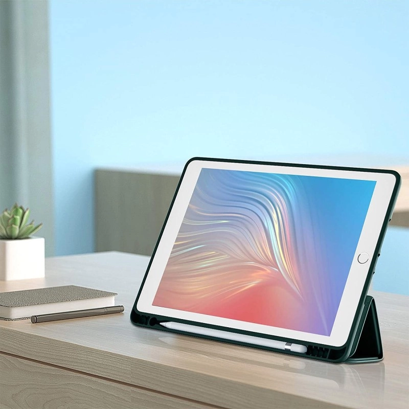 ProElite Smart Case for iPad 10.2 inch 2021 9th/8th/7th Gen [Auto Sleep/Wake Cover] [Pencil Holder] [Soft Flexible Case] Recoil Series - Dark Blue with Stylus Pen