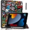ProElite Smart Case for iPad 10.2 inch 2021 9th/8th/7th Gen [Auto Sleep/Wake Cover] [Pencil Holder] [Soft Flexible Case] Recoil Series - Dark Blue with Stylus Pen