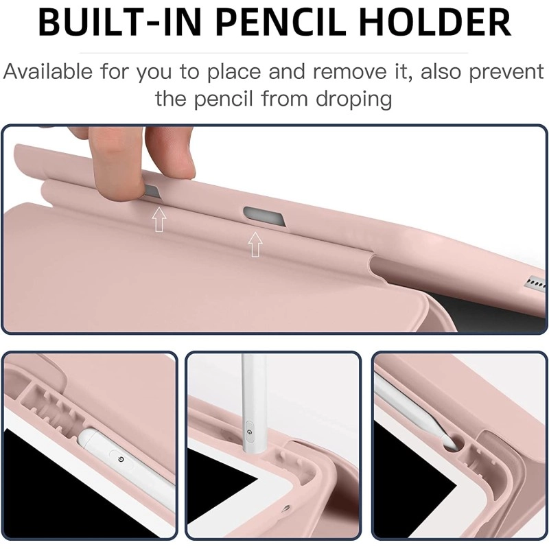 ProElite Smart Case for iPad 10.2 inch 2021 9th/8th/7th Gen [Auto Sleep/Wake Cover] [Pencil Holder] [Soft Flexible Case] Recoil Series - Dark Blue with Stylus Pen