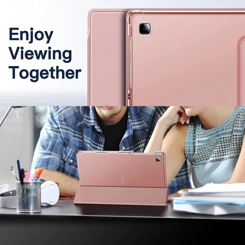 ProElite Smart Flip Case Cover for Samsung Galaxy Tab A7 Lite 8.7" SM-T220/225 Translucent Back with Stylus Pen, Dark Blue