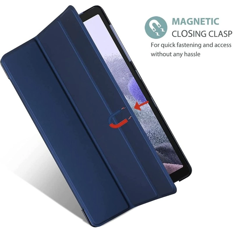 ProElite Smart Flip Case Cover for Samsung Galaxy Tab A7 Lite 8.7" SM-T220/225 Translucent Back with Stylus Pen, Dark Blue