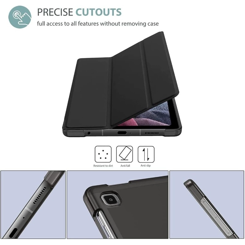 ProElite Smart Flip Case Cover for Samsung Galaxy Tab A7 Lite 8.7" SM-T220/225 Translucent Back with Stylus Pen, Dark Blue