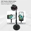 Ptron Mount Dsm1 360° Rotating Mobile Phone Desktop Stand, 24Cm-32Cm Adjustable Height, Sturdy & Stable Microphone Style Design, Lightweight, Portable & Easy Install (Black) Tabletop