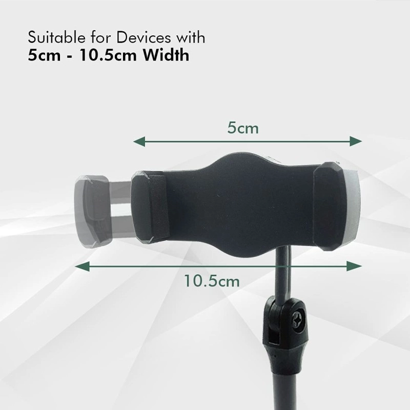 Ptron Mount Dsm1 360° Rotating Mobile Phone Desktop Stand, 24Cm-32Cm Adjustable Height, Sturdy & Stable Microphone Style Design, Lightweight, Portable & Easy Install (Black) Tabletop