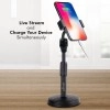 Ptron Mount Dsm1 360° Rotating Mobile Phone Desktop Stand, 24Cm-32Cm Adjustable Height, Sturdy & Stable Microphone Style Design, Lightweight, Portable & Easy Install (Black) Tabletop