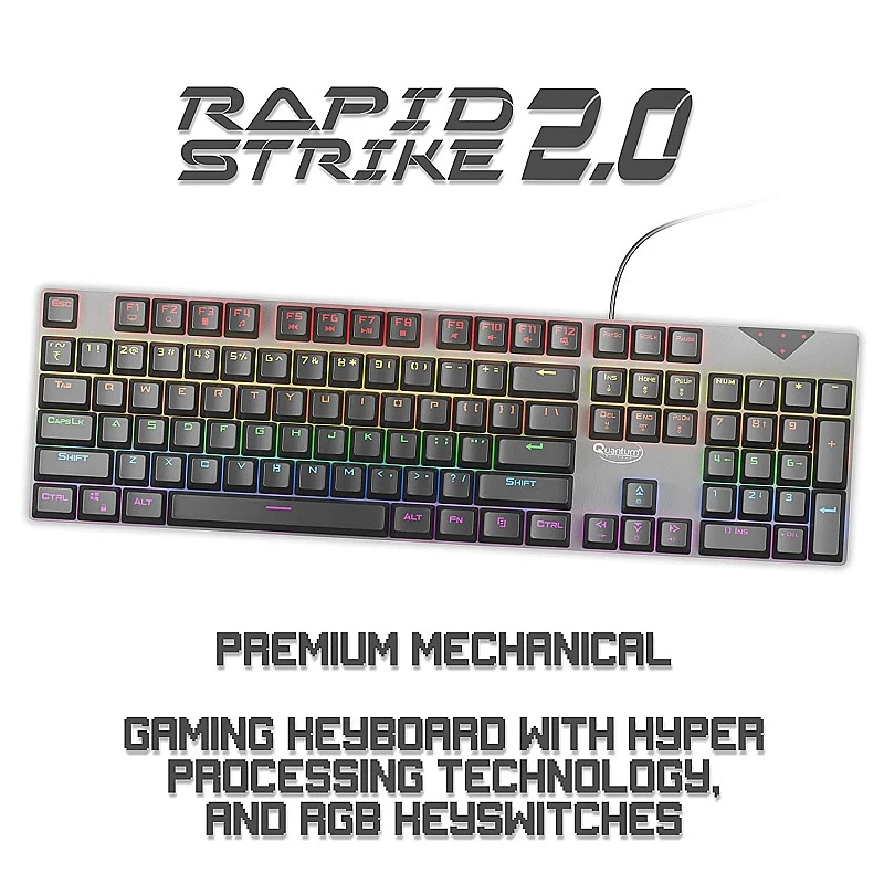 Quantum Rapid Strike Mechanical Wired Gaming Keyboard QHM9850 Black Quantum Rapid Strike Mechanical Wired Gaming Keyboard QHM9850 Black