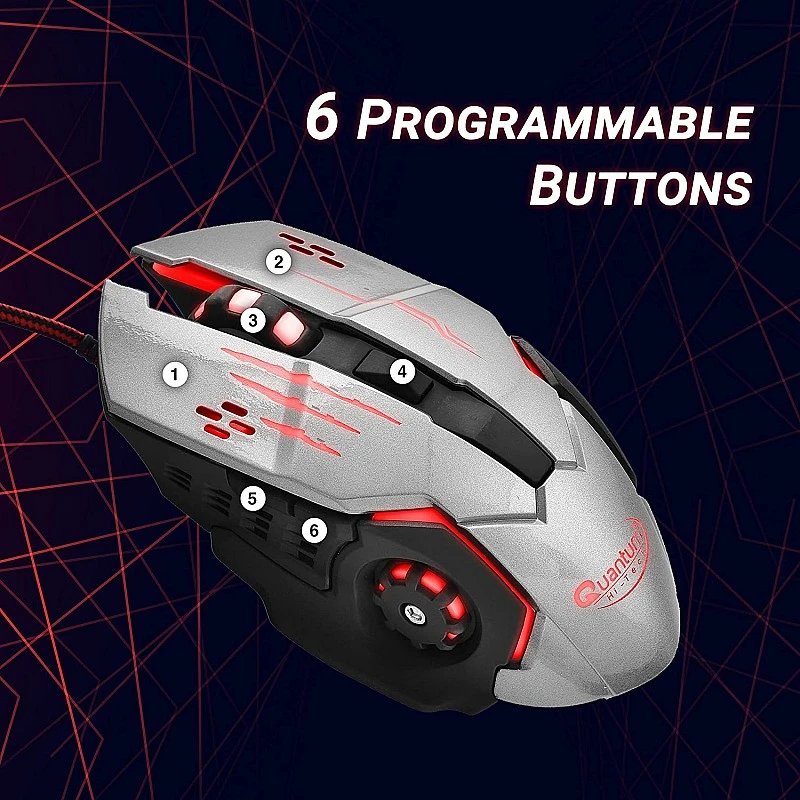 Quantum Snype 2.0 USB Wired Gaming Mouse with 1200/1600/2400/3200 Switchable DPI, 6 Programmable Keys Quantum Snype 2.0 USB Wired Gaming Mouse with 1200/1600/2400/3200 Switchable DPI, 6 Programmable Keys
