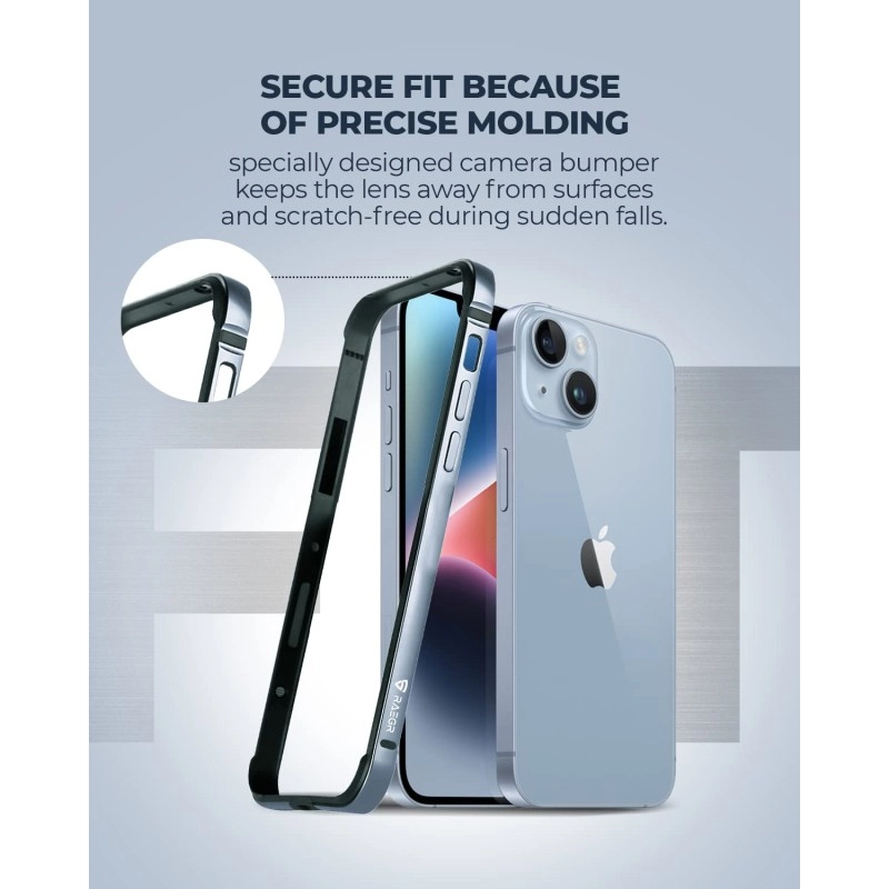 RAEGR iPhone 14 Plus / 13 Pro Max Case |Anodized Aluminum Bumper |Mag-Safe Compatible | Edge Armor Protective Minimal Case Designed for iPhone 14 Plus / 13 Pro Max (6.7-Inch) 2022 -Sierra Blue RG10463