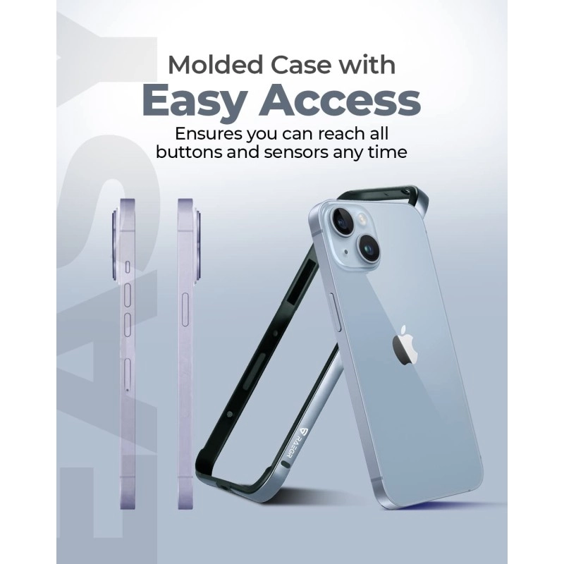RAEGR iPhone 14 Plus / 13 Pro Max Case |Anodized Aluminum Bumper |Mag-Safe Compatible | Edge Armor Protective Minimal Case Designed for iPhone 14 Plus / 13 Pro Max (6.7-Inch) 2022 -Sierra Blue RG10463