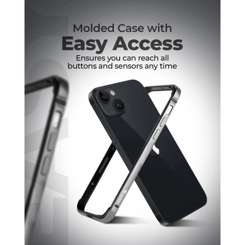 RAEGR iPhone 14 Plus / 13 Pro Max Case |Anodized Aluminum Bumper |Mag-Safe Compatible | Edge Armor Protective Minimal Case Designed for iPhone 14 Plus / 13 Pro Max (6.7-Inch) 2022 -Sierra Blue RG10463