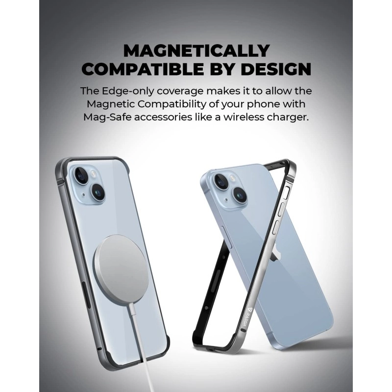 RAEGR iPhone 14 Plus / 13 Pro Max Case |Anodized Aluminum Bumper |Mag-Safe Compatible | Edge Armor Protective Minimal Case Designed for iPhone 14 Plus / 13 Pro Max (6.7-Inch) 2022 -Sierra Blue RG10463