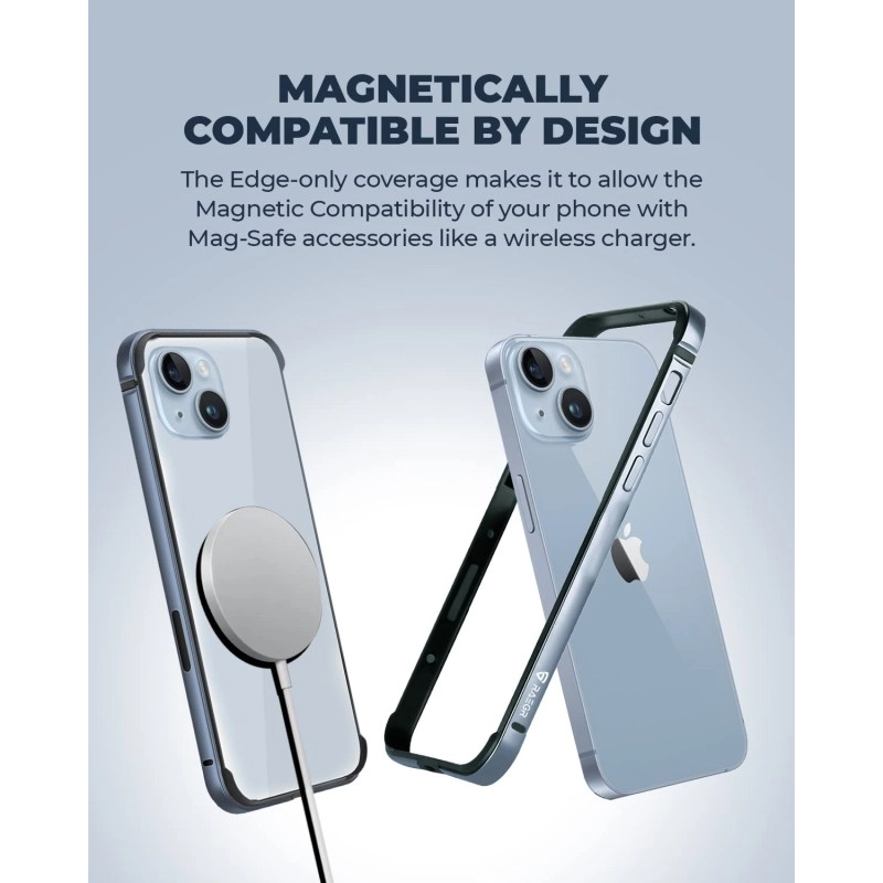 RAEGR iPhone 14 Plus / 13 Pro Max Case |Anodized Aluminum Bumper |Mag-Safe Compatible | Edge Armor Protective Minimal Case Designed for iPhone 14 Plus / 13 Pro Max (6.7-Inch) 2022 -Sierra Blue RG10463
