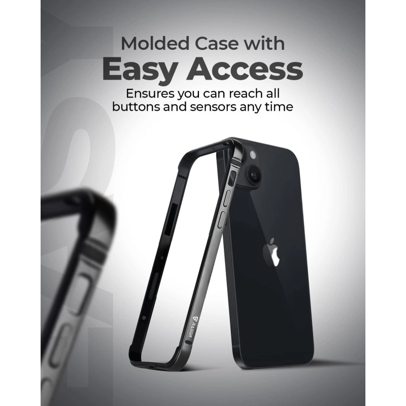 RAEGR iPhone 14 Plus / 13 Pro Max Case |Anodized Aluminum Bumper |Mag-Safe Compatible | Edge Armor Protective Minimal Case Designed for iPhone 14 Plus / 13 Pro Max (6.7-Inch) 2022 -Sierra Blue RG10463