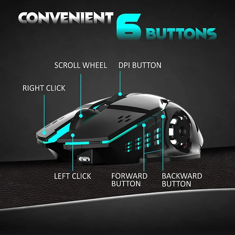 RPM Euro Games USB Wireless Gaming Mouse Rechargeable 500 mAh Battery DPI Upto 3200 6 Color RGB Lights Rubber Coated Mice, Black RPM Euro Games USB Wireless Gaming Mouse Rechargeable 500 mAh Battery DPI Upto 3200 6 Color RGB Lights Rubber Coated Mice, Black