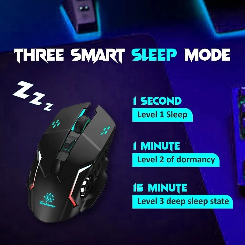 RPM Euro Games USB Wireless Gaming Mouse Rechargeable 500 mAh Battery DPI Upto 3200 6 Color RGB Lights Rubber Coated Mice, Black RPM Euro Games USB Wireless Gaming Mouse Rechargeable 500 mAh Battery DPI Upto 3200 6 Color RGB Lights Rubber Coated Mice, Black