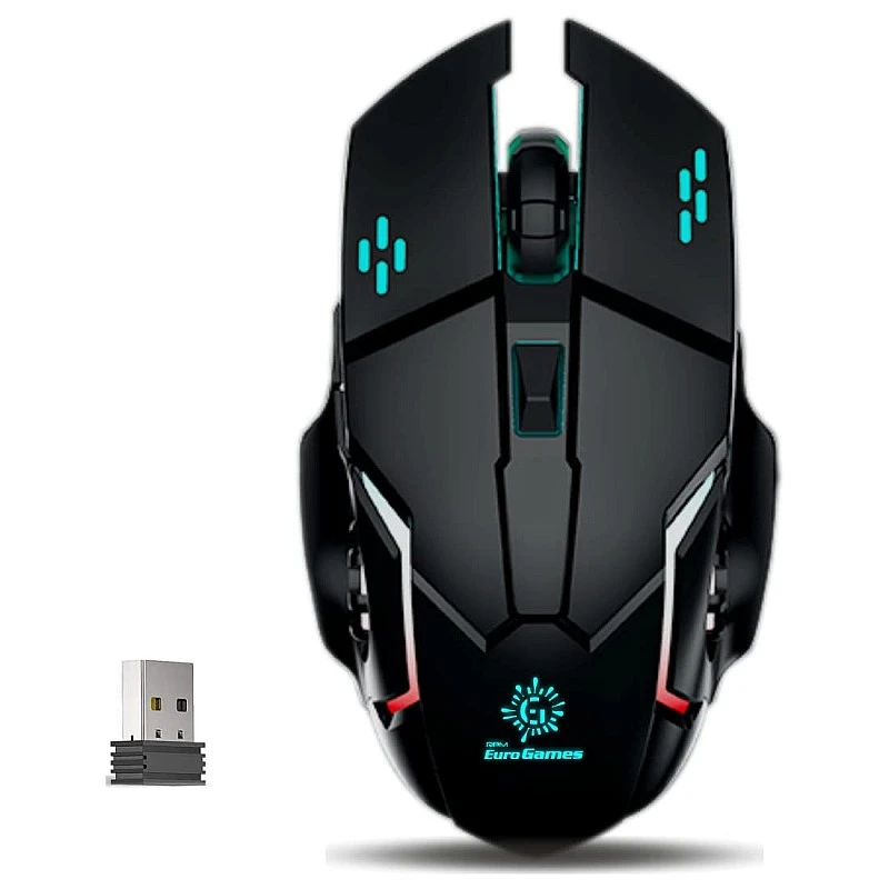 RPM Euro Games USB Wireless Gaming Mouse Rechargeable 500 mAh Battery DPI Upto 3200 6 Color RGB Lights Rubber Coated Mice, Black RPM Euro Games USB Wireless Gaming Mouse Rechargeable 500 mAh Battery DPI Upto 3200 6 Color RGB Lights Rubber Coated Mice, Black