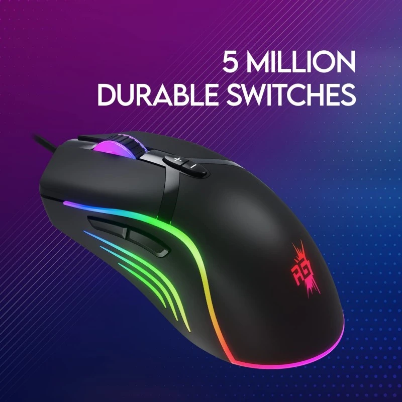 Redgear F-15 Wired Optical Gaming Mouse with Running RGB LEDs, 5 Million Durable Click Switches and Upto 6400 dpi for PC Gamers Redgear F-15 Wired Optical Gaming Mouse with Running RGB LEDs, 5 Million Durable Click Switches and Upto 6400 dpi for PC Gamers