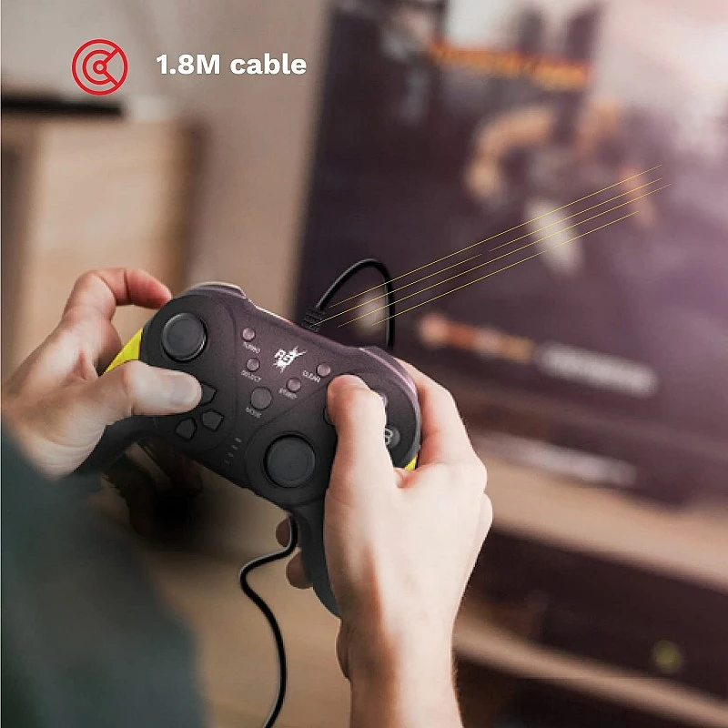Redgear MS-150 Wired Gamepad with 2 Digital triggers, 2 Analog Sticks Ergonomic Design, 1.8 m Durable Cable, X Input and Direct Input(Punk Yellow) Redgear MS-150 Wired Gamepad with 2 Digital triggers, 2 Analog Sticks Ergonomic Design, 1.8 m Durable Cable, X Input and Direct Input(Punk Yellow)