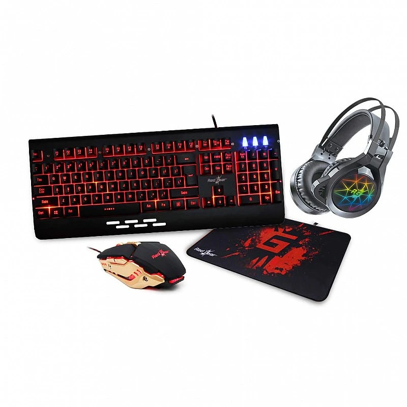Redgear MT41 Manta 4. in 1 Gaming Combo with Keyboard, Mouse, Headphones and Speed Edition Mousepad. Redgear MT41 Manta 4. in 1 Gaming Combo with Keyboard, Mouse, Headphones and Speed Edition Mousepad.