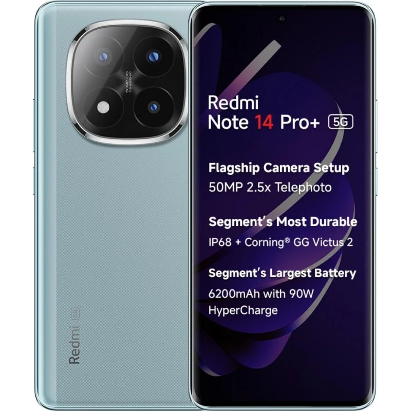 Redmi Note 14 Pro+ 5G (Spectre Blue, 8GB RAM+ 128GB Storage) | Snapdragon 7s Gen 3 Processor | AMOLED Display | Dual Nano-SIM | 6200mAh Battery Redmi Note 14 Pro+ 5G (Spectre Blue, 8GB RAM+ 128GB Storage) | Snapdragon 7s Gen 3 Processor | AMOLED Display | Dual Nano-SIM | 6200mAh Battery