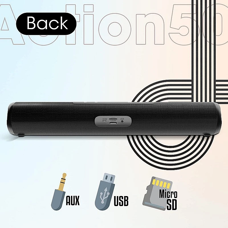 Zebronics Zeb-Action 50 Wireless BT v5.0 Speaker Black Zebronics Zeb-Action 50 Wireless BT v5.0 Speaker Black