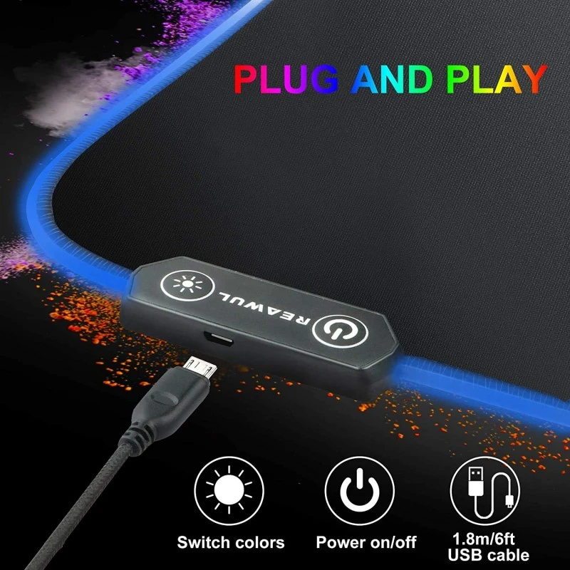 RiaTech RGB Gaming Mouse Pad, Large Extended Soft Led Mouse Pad with 14 Lighting Modes, Computer Keyboard Mousepads Mat (800mm x 300mm x 4mm, Black) RiaTech RGB Gaming Mouse Pad, Large Extended Soft Led Mouse Pad with 14 Lighting Modes, Computer Keyboard Mousepads Mat (800mm x 300mm x 4mm, Black)